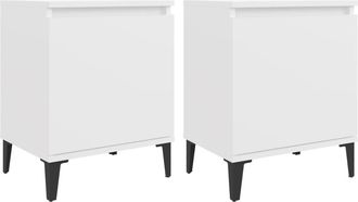 vidaXL Mesitas De Noche Con Patas De Metal Blanco 40x30x50 Cm Vidaxl