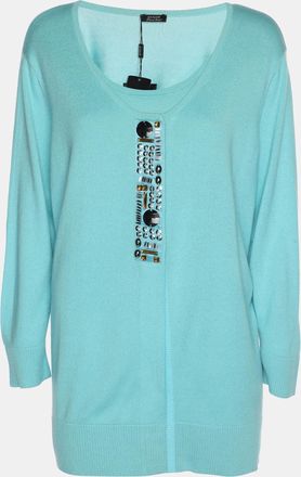 Basler Turquoise Stretch Knit Full Sleeve Shrug