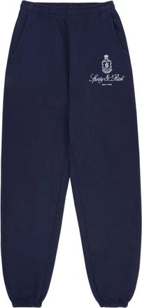 Sporty & Rich Pantaloni sportivi con logo ricamato - Blu