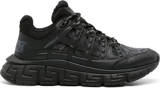 Versace Trigreca Barocco-jacquard sneakers - men - Polyurethane/Rubber/Calf Leather/Fabric/Fabric - 41.5 - Black