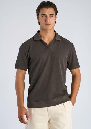 Lindbergh Kurzarmshirt LINDBERGH, Herren, Gr. XXL, ebony braun, Piqu&eacute;, Obermaterial: 100% Baumwolle, unifarben, regular fit h&uuml;ftbedeckend, V-Ausschnitt, elastis