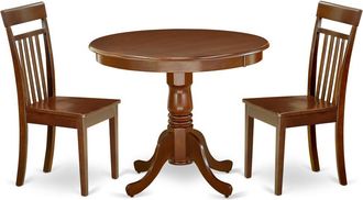 East West Furniture Dining Room Set Mahogany, ANCA3-MAH-W