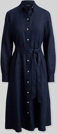 Lauren Ralph Lauren Tailliertes Freizeitkleid aus reinem Leinen in Marine, Gr&ouml;&szlig;e 34