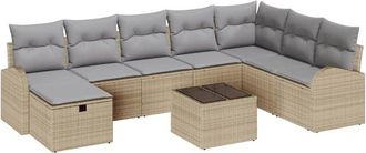 vidaXL Garden Sofa Set with Cushion 9 pcs Beige Poly rattan vidaXL