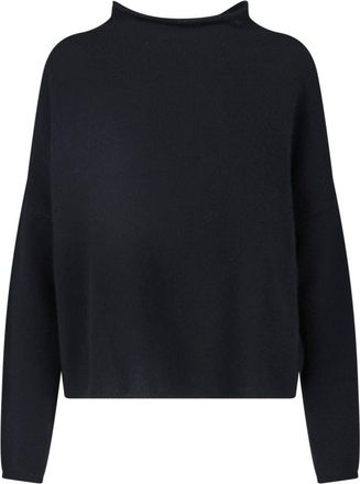 Lisa Yang Cropped Boxy Mock Neck Fine Knit Sweater