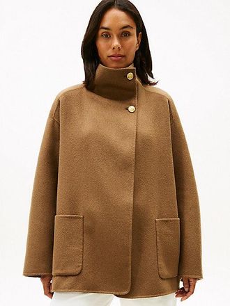 Tommy Hilfiger Wool Blend Funnel Neck Oversized Coat