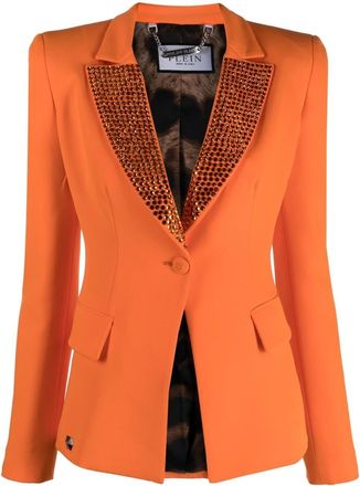 Philipp Plein fitted single-breasted blazer - women - Polyester/Polyester/Spandex/Elastane/Spandex/Elastane - S - Orange