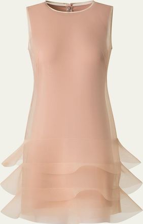 Akris Hatband Waves Techno Organza Mini Dress
