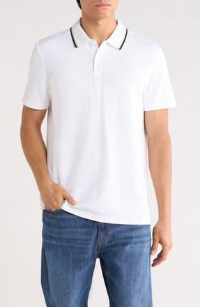 Calvin Klein Tipped Collar Cotton Blend Polo in Bright White at Nordstrom Rack, Size Xx-Large