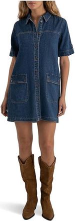 Kut from the Kloth Eliza-Rolled Up Sleeve Tab with Front Opening Dress Womens Dress Capturing : MD, Cotton/Linen