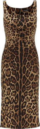Dolce & Gabbana Brown Silk Midi Womens Dress