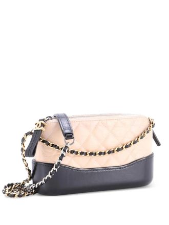 Chanel Clutch Gabrielle in pelle di vitello trapuntata con doppia zip e catena - Toni neutri