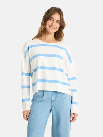 Lieblingsst&uuml;ck Rundhalspullover LIEBLINGSST&Uuml;CK MarciEP, Damen, Gr. 4XL, skyblau, Strick, Obermaterial: 72% Viskose, 28% Polyester, gestreift, h&uuml;ftlang, Rundhals, Rol