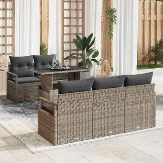 vidaXL Conjunto De Sof&aacute; De Jard&iacute;n Manual 6 Pcs Gris 100 X 55 X 73 Cm Vidaxl
