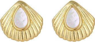 st. Moran Mother-of-Pearl Shell Stud Earrings in Gold/white at Nordstrom