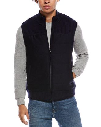 Amicale Cashmere Channel Quilted Wool & Cashmere-Blend Sweater Vest