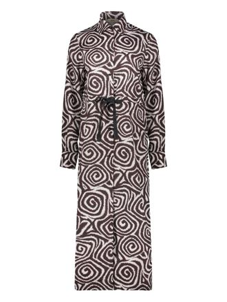 Herno Jurk met hoge kraag en ceintuur - Bruin