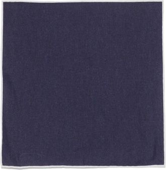 Eleventy contrasting-trim handkerchief - men - Wool/Cotton - One Size - Blue