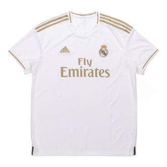 adidas real Madrid 19-20 Season Fan Edition Home Alphabet Logo Stripe Sports Soccer/Football Short Sleeve Jersey Asia Sizing DW4433