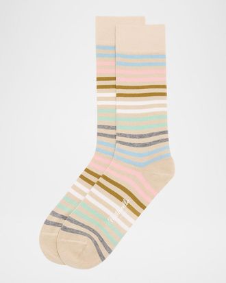 Pantherella Mens Kilburn Striped Mid-Calf Socks
