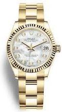 Rolex Datejust 31 Mother of Pearl Diamond Dial Ladies 18kt Yellow Gold Oyster Watch 278278MDO