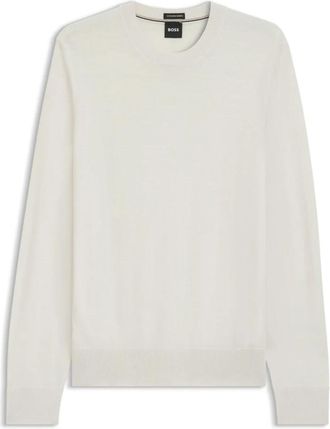 HUGO BOSS H-Leno Sweater - Heren - Ronde hals truien - Beige - 2XL - Wol - Truien & Vesten