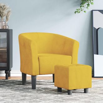 vidaXL Sill&oacute;n Con Taburete Terciopelo Amarillo Vidaxl