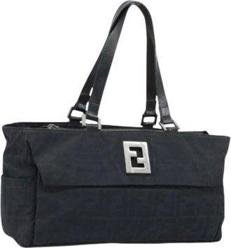 Fendi Pre-owned Shoulder Bags, female, Black, Size: ONE SIZE Pre-owned Zucca Canvas Tote Bag