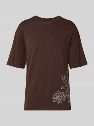 Scotch & Soda Loose Fit T-Shirt mit Stitchings in Schoko, Gr&ouml;&szlig;e XXL