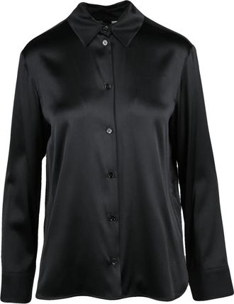 Max Mara Emiro Satijnen Blouse - Dames - Overhemden - Zwart - XL - Satijn - Overhemden