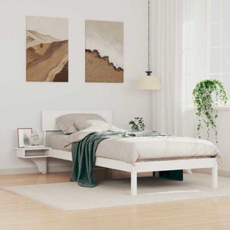 vidaXL Bed Frame with Bedside Tables White Solid pine wood Vidaxl