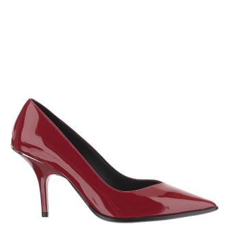 Pinko Red Leather Pointed-Toe Logo Pumps