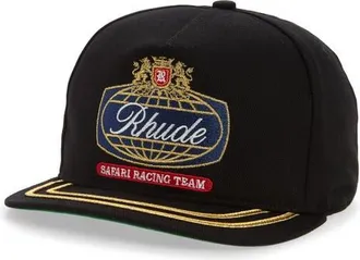 Rhude Safari Crest Adjustable Trucker Hat in Black/navy at Nordstrom
