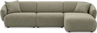 Castlery Auburn Chaise Sectional Sofa Right Facing Customized, Performance Classic Twill Moss, Spill Resistant, Modular for Castlery