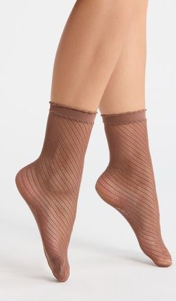 Nordstrom Openwork Anklet Socks in Mocha Bisque at Nordstrom, Size 9-11