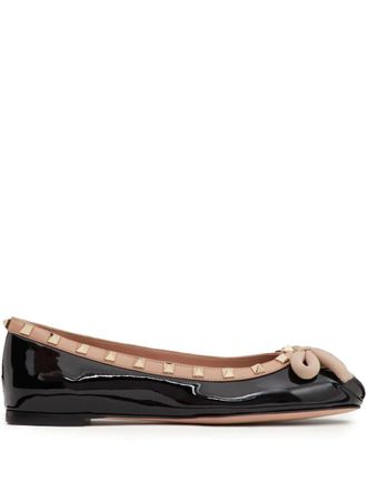 Valentino Garavani Rockstud patent-leather ballerina shoes - women - Calf Leather/Lamb Skin/Goat Skin/Lamb Skin - 41.5 - Black