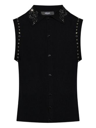 Versace embellished collar sleeveless vest - men - Wool/Cashmere - 48 - Black