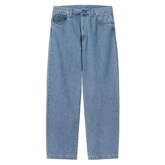 Carhartt Work in Progress Jeans, Heren, Blauw, W33, Denim, Zwaar gewassen losse taps toelopende denim broek