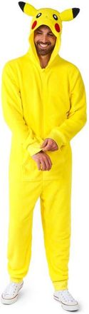 OppoSuits Pok&eacute;mon Pikachu Hooded Long Sleeve Fleece Jumpsuit in Yellow at Nordstrom, Size Xx-Large