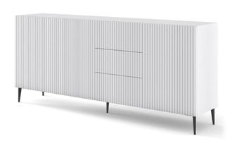 AKL FURNITURE C&oacute;moda efecto madera Blanco y Negro LED