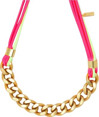 Perrine Taverniti Sautoir Iris Rose Jaune Fluo