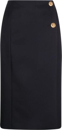 Givenchy wool-blend straight skirt - women - Wool/Acetate/Mohair/Silk - 36 - Blue