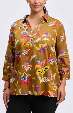 Foxcroft Frankie Floral Wrinkle Resistant Top in Multi at Nordstrom Rack, Size 2X