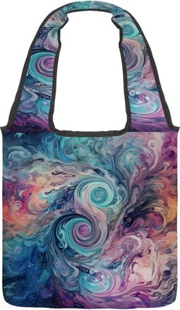Generic Mysterious Watercolor Abstract Swirl Texture Reversible Canvas Shoulder Tote - Double-Sided Print, 12oz Cotton, 27cm Drop, Fold-Flat Bag for Travel, S