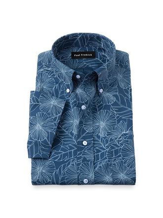 Paul Fredrick Slim Fit Non-iron Cotton Floral Dress Shirt