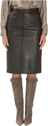 P.A.R.O.S.H. Maciock Pencil Rok - Dames - Leren & Su&egrave;de rokken - Groen - S - Leer - Rokken