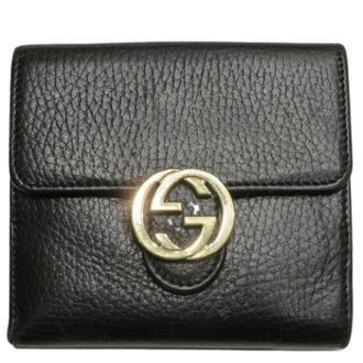 Gucci Pre-owned Wallets, female, Black, Size: ONE SIZE Pre-owned Leather Trifold Wallet