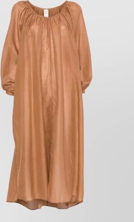 120% Lino v-neck long-sleeve midi dress