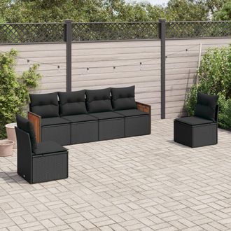 vidaXL Vidaxl - Set Divano Da Giardino 6 Pz Con Cuscini Nero In Polyrattan