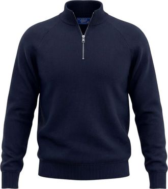 Bl'ker Blker - Maglione Half Zip Chris - Heren - Truien - Blauw - Maat: L Wol